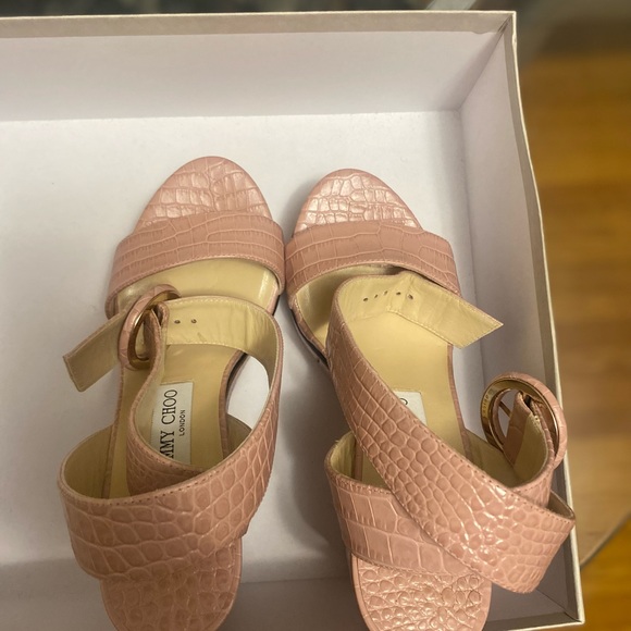 JIMMY CHOO Aimee Blush Croc embossed leather wedge heel - Picture 5 of 10